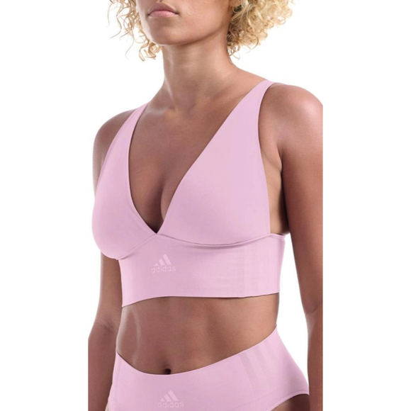 Adidas Women's Large Pink Longline Plunge Light Support Bra NWT - Picture 3 of 9